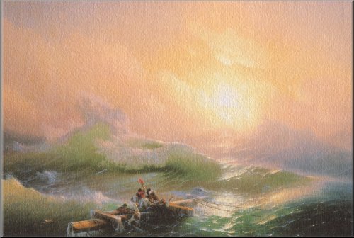 油絵 イワン・アイヴァゾフスキーの名作_嵐の航海 MA133